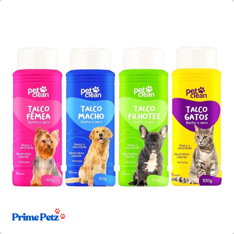 Talco para Cachorro e Gato - Banho a Seco Pet Clean