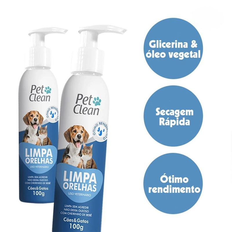 Kit Pet Clean - Banho a Seco, Limpa Patas, Orelhas, Lágrima e Hidratantes de patas