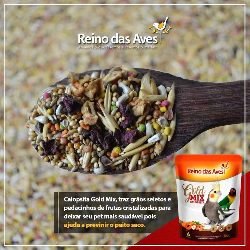 Mistura de sementes calopsita Gold Mix 500g - Reino das Aves