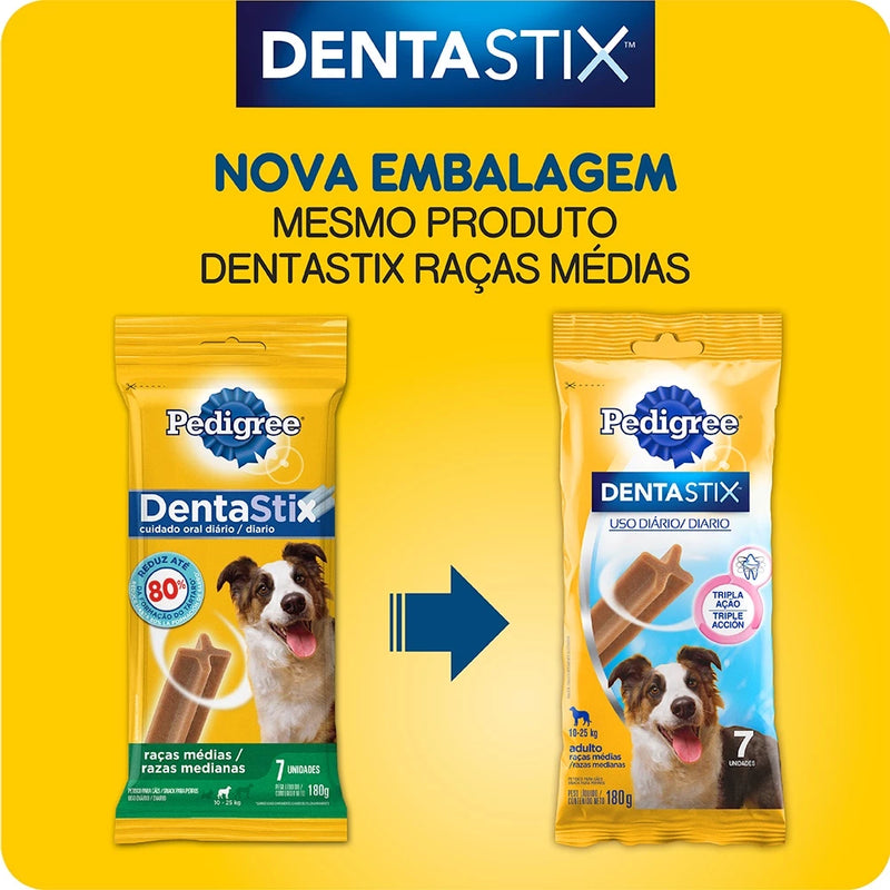 Petisco Pedigree Dentastix cães adultos raças médias 7 unidades 180g