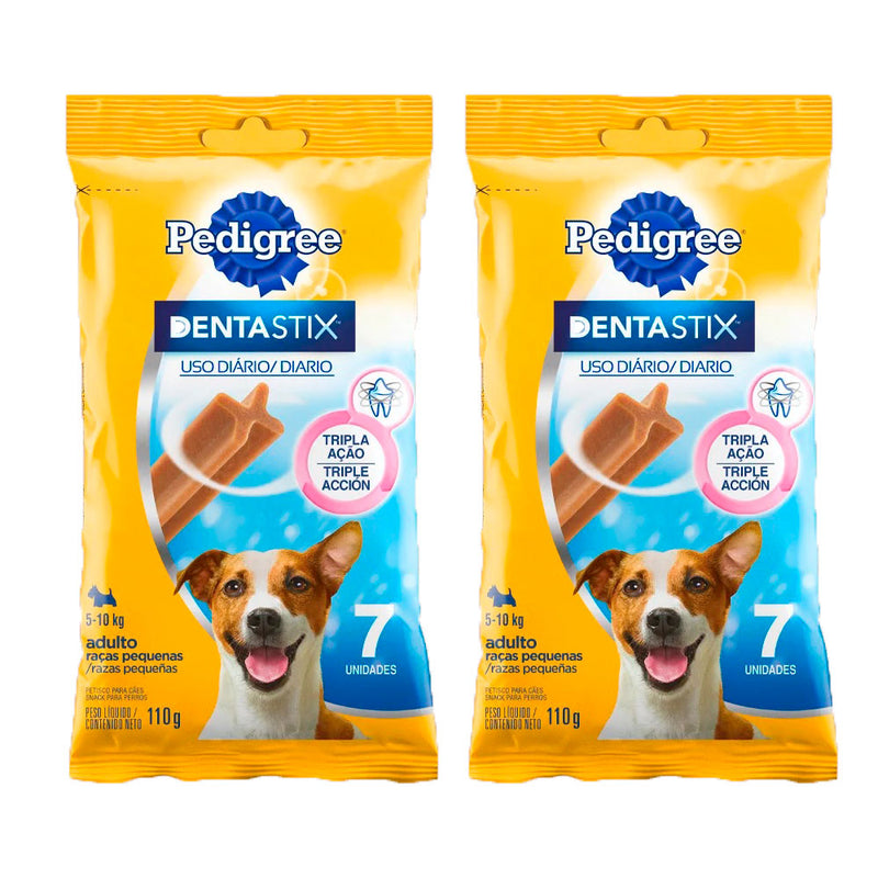 Kit com 2 Petisco Pedigree Dentastix Cães Adultos Raças Pequenas 7 unidades 110g