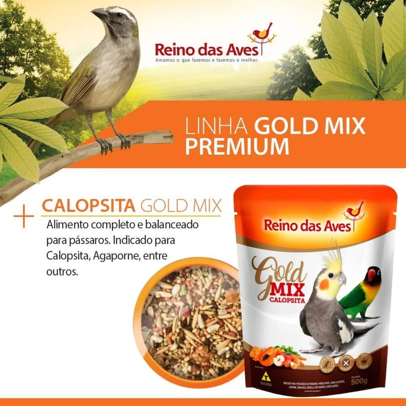 Mistura de sementes calopsita Gold Mix 500g - Reino das Aves